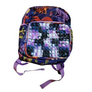 Dinosaur Purple Backpack Small 12 x 10 Pop It Silicone Front Zipper Pocket